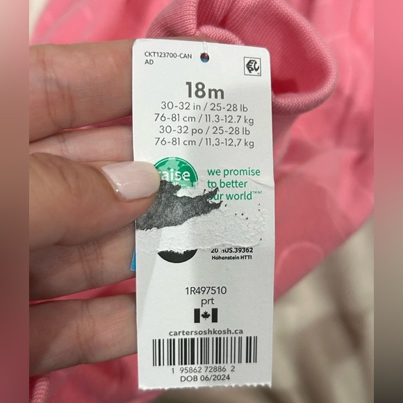 Carter's Baby Girls Footed Fleece Long Sleeve One Piece Pajama, 18 Months, Pink - Picture 4 of 5